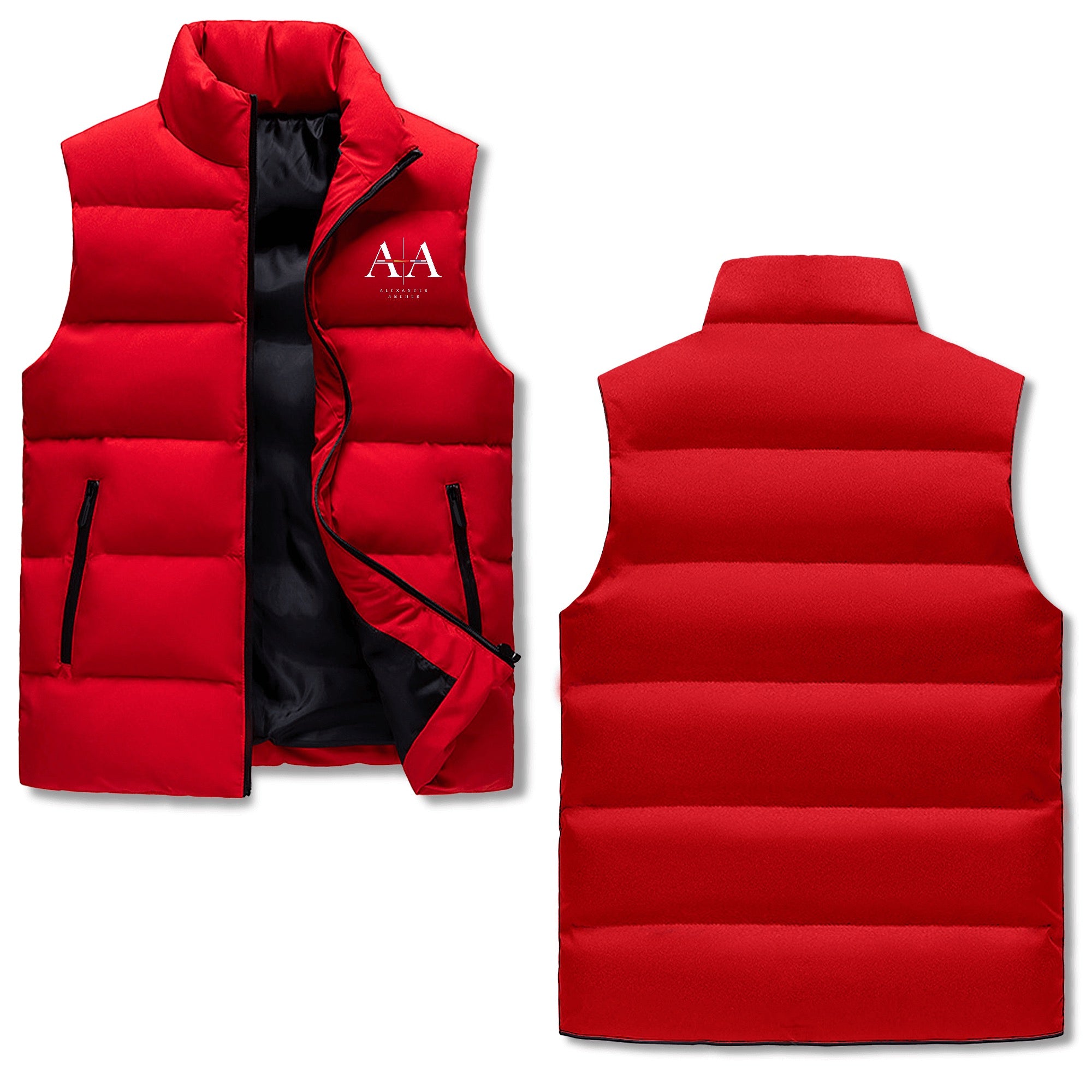 Mens Warm Stand Collar Zip Up Puffer Vest