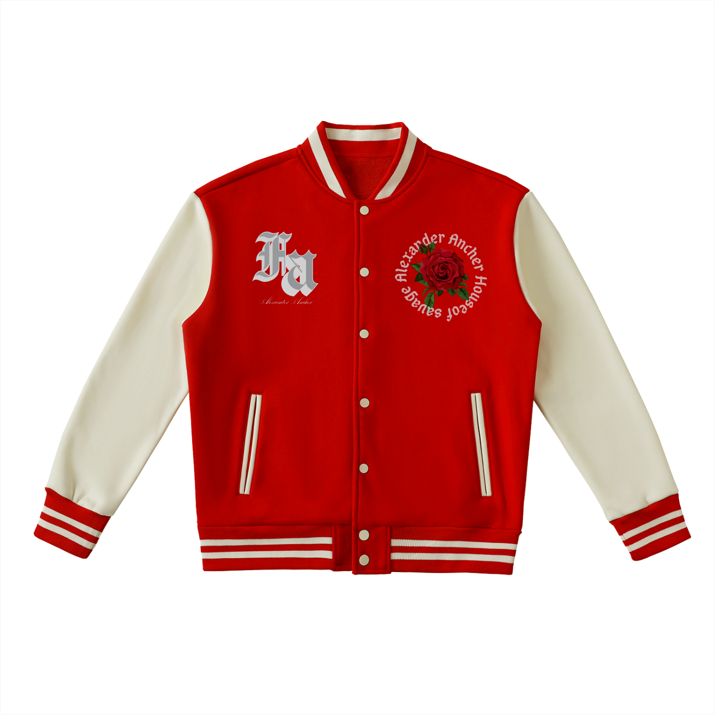 rose AA Fleeced Varsity Jacket