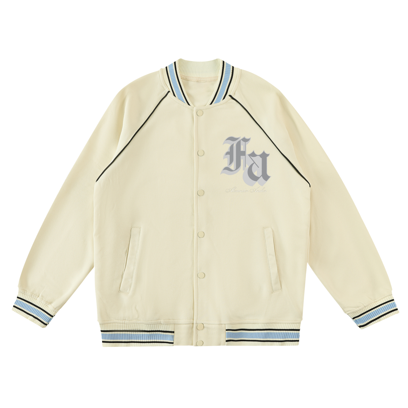 Contrast Trim Raglan Varsity Jacket