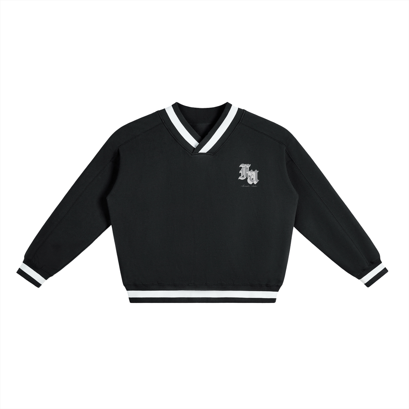 V-Neck Contrast Collar Boxy Sweatshirt