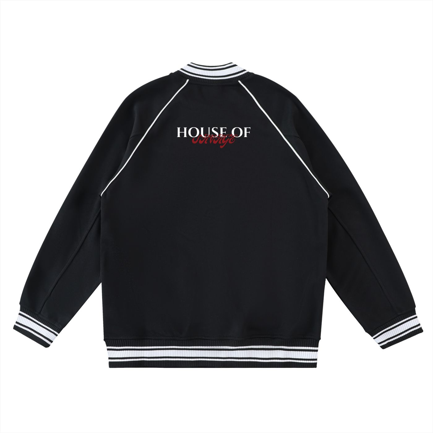 Contrast Trim Raglan Varsity Jacket
