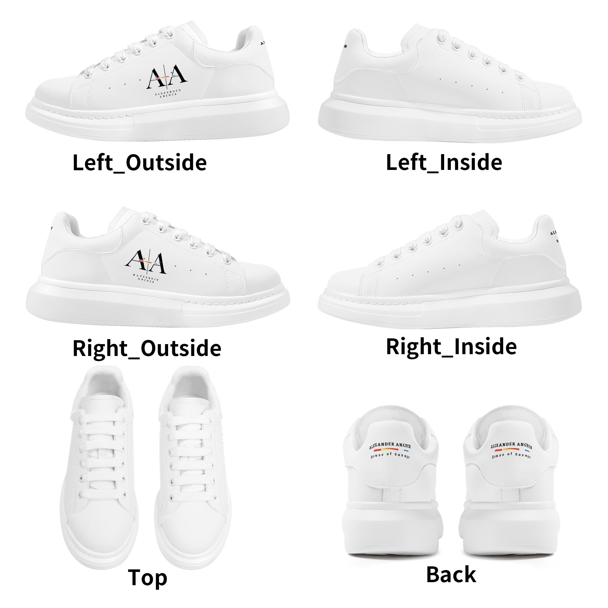 Mens White Low Top Chunky Shoes