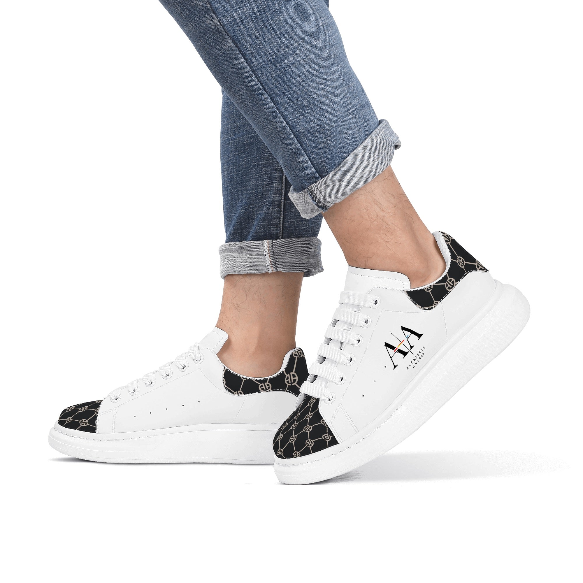 Mens Global White Low Top Chunky Shoes