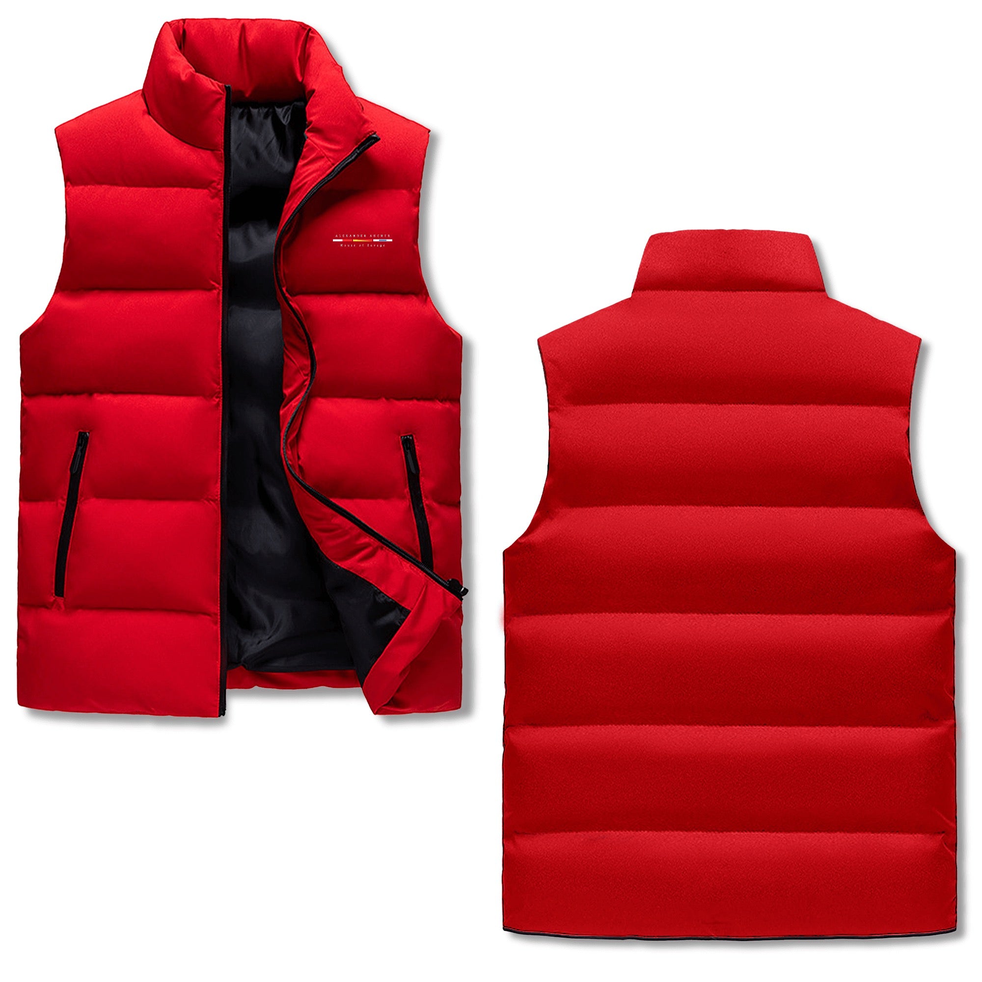 Mens Warm Stand Collar Zip Up Puffer Vest