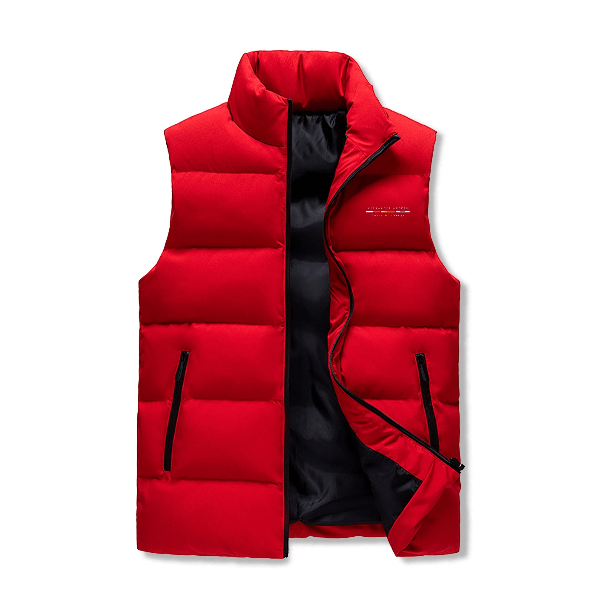 Mens Warm Stand Collar Zip Up Puffer Vest