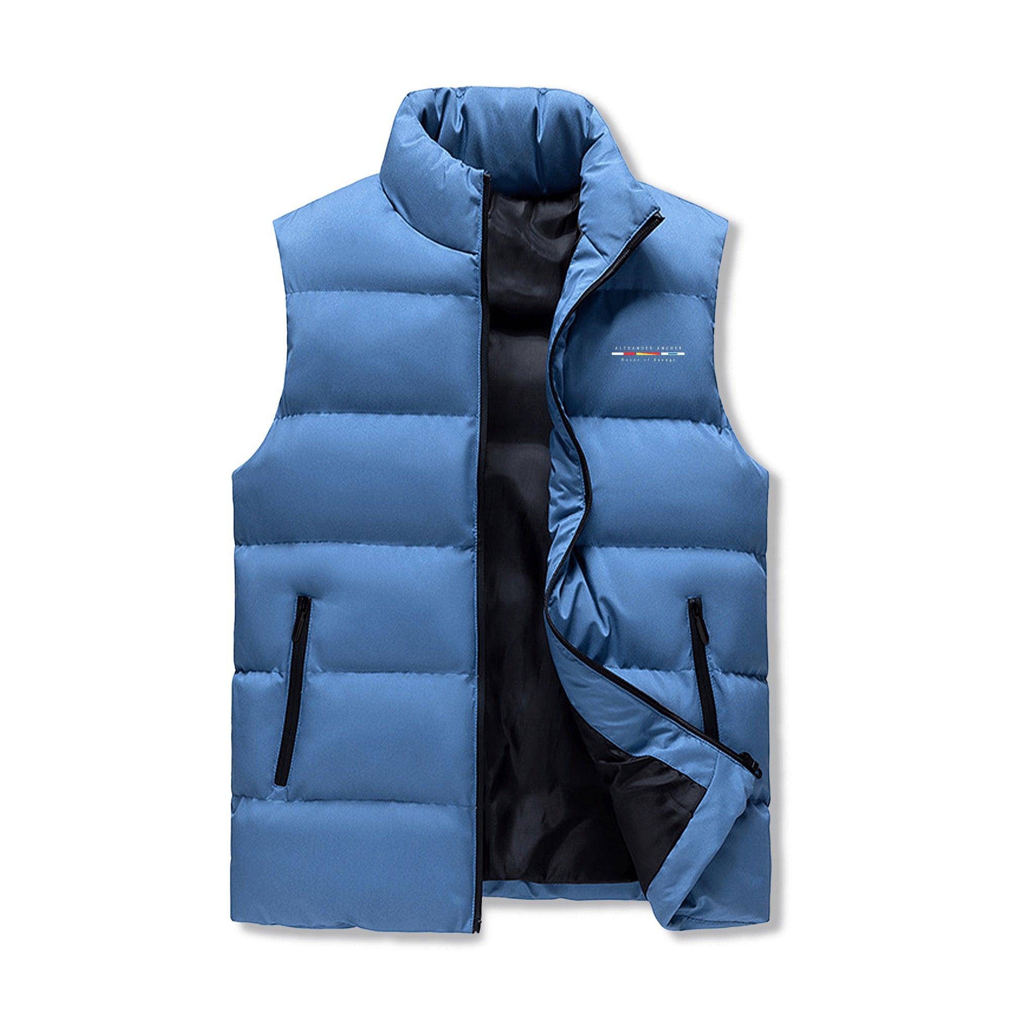 Mens Warm Stand Collar Zip Up Puffer Vest