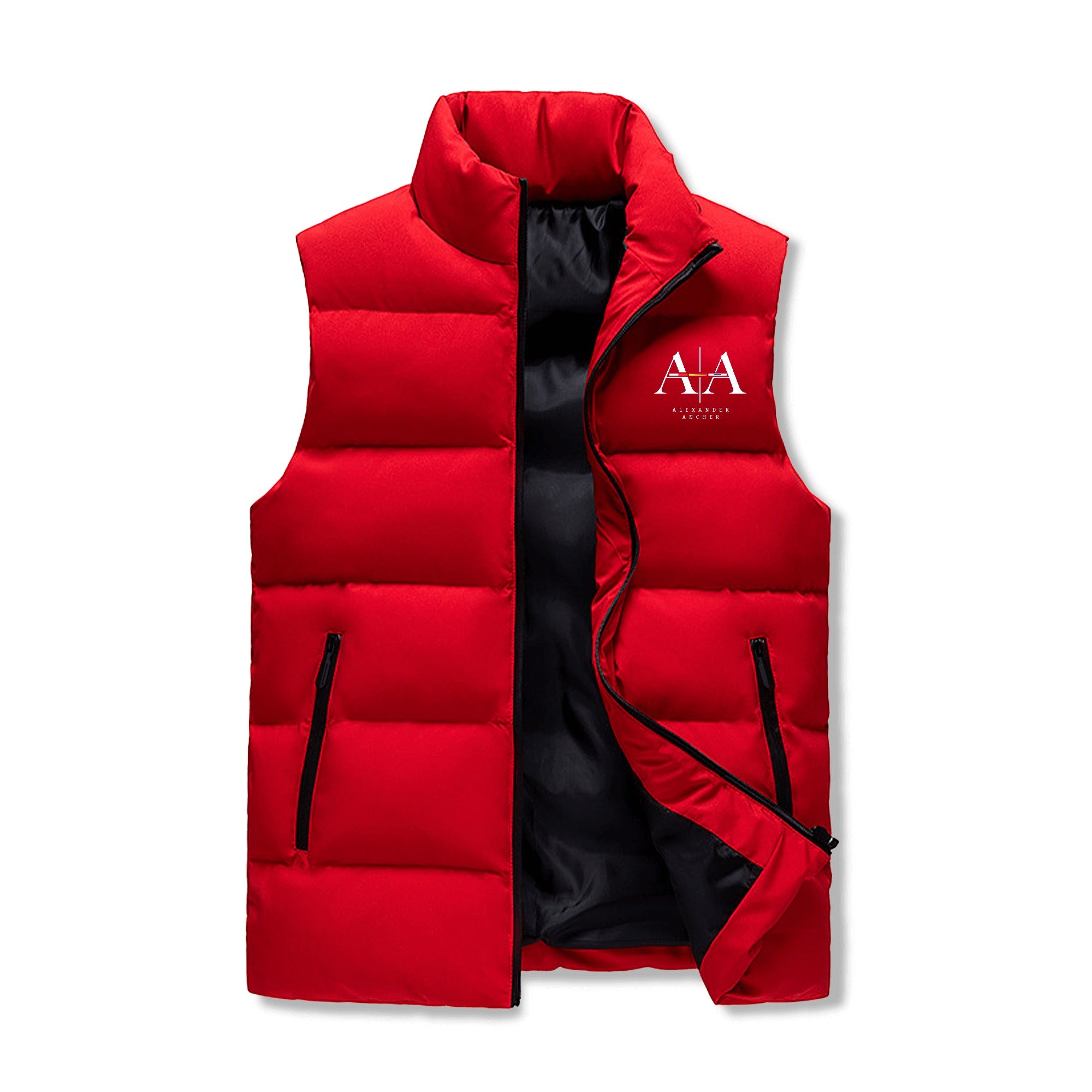 Mens Warm Stand Collar Zip Up Puffer Vest