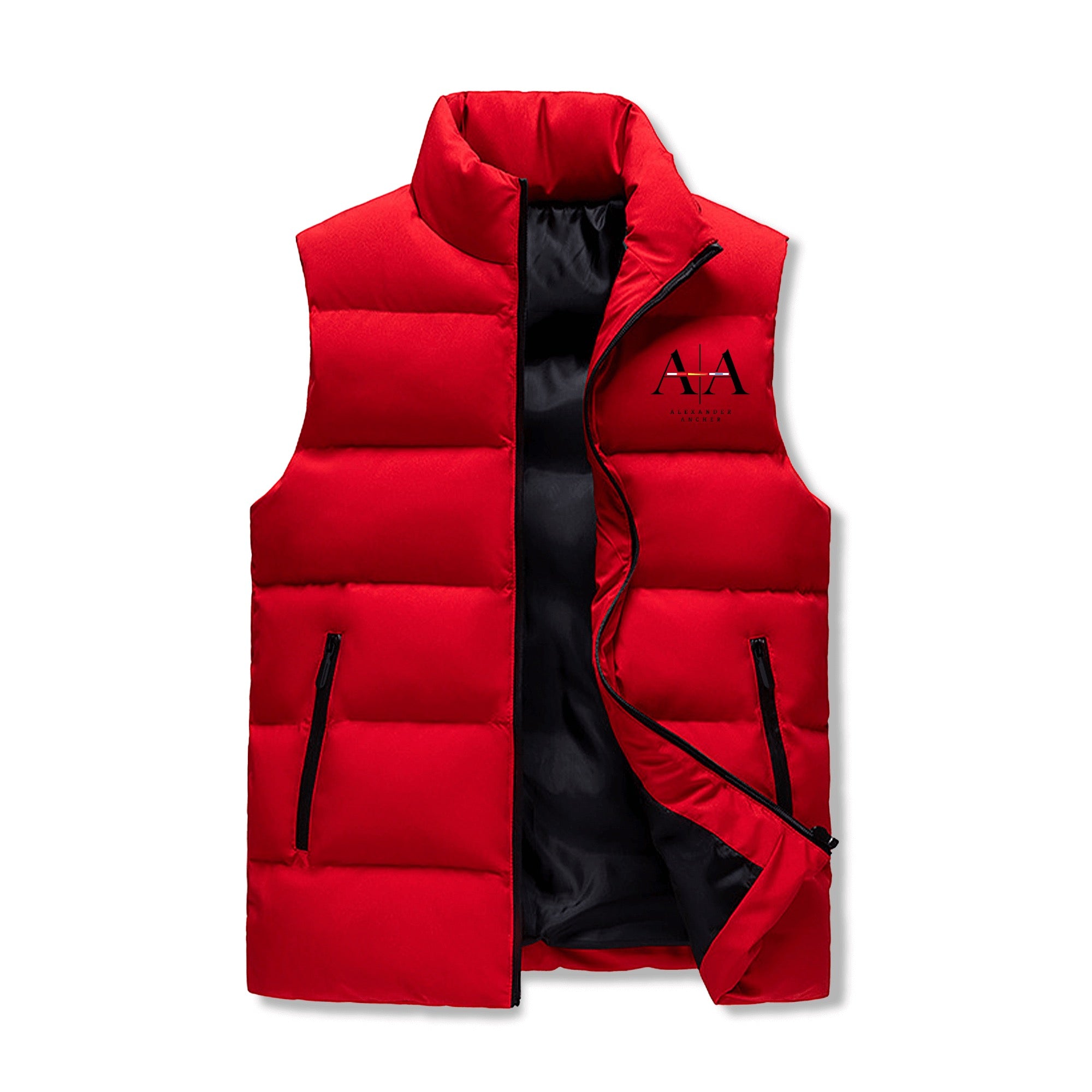 Mens Warm Stand Collar Zip Up Puffer Vest