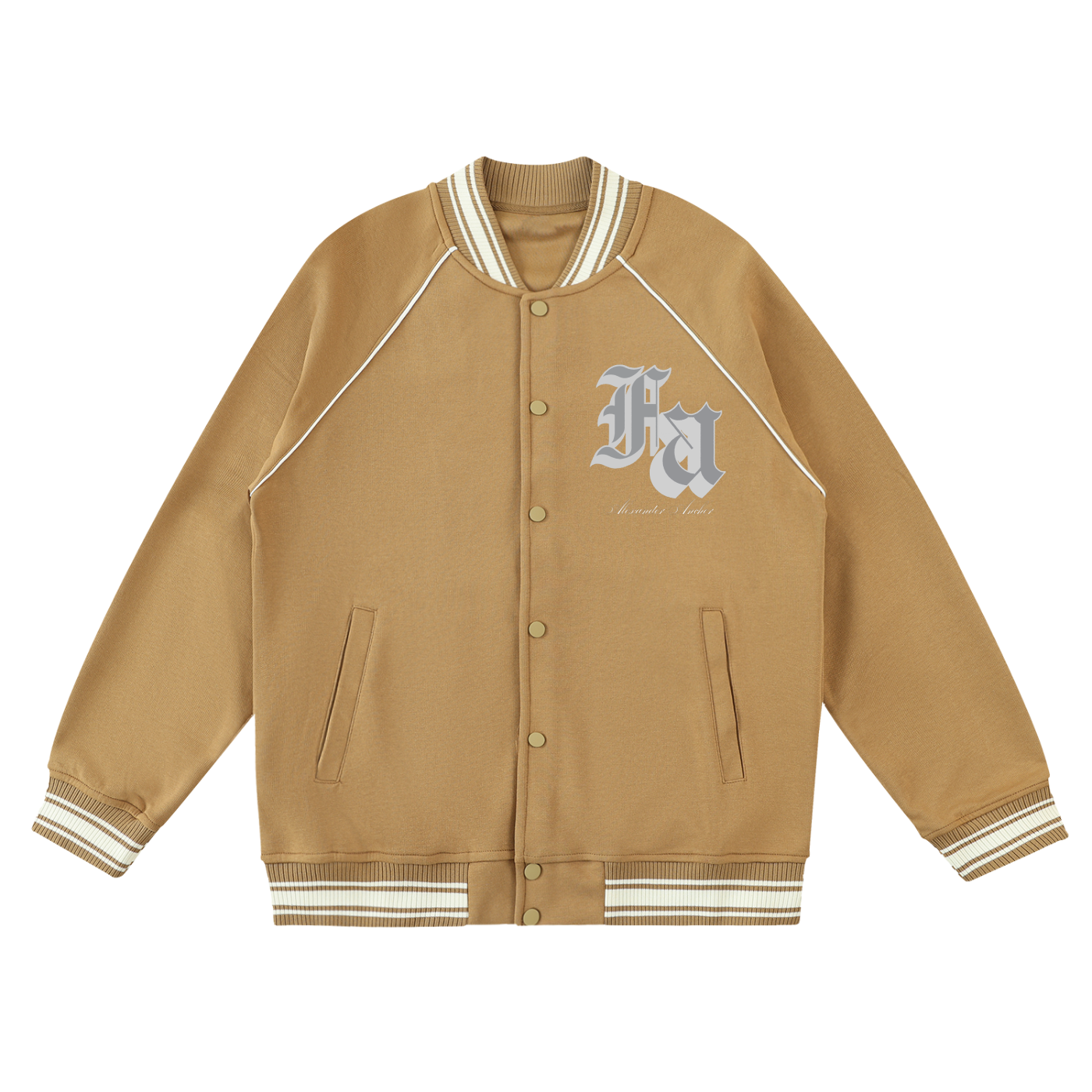 Contrast Trim Raglan Varsity Jacket