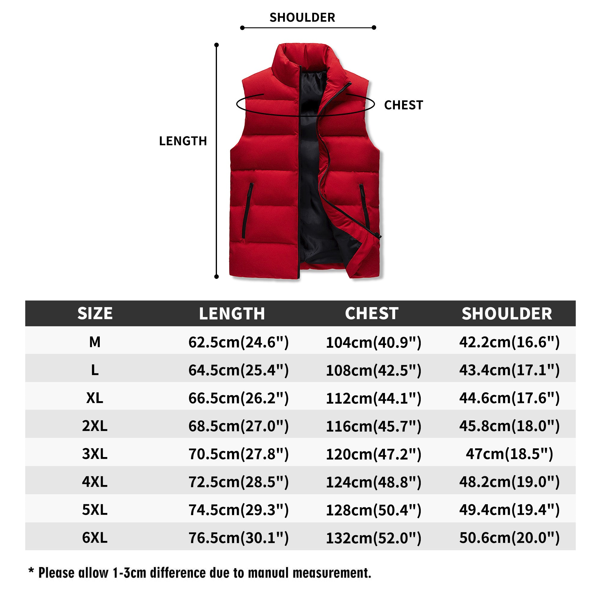 Mens Warm Stand Collar Zip Up Puffer Vest