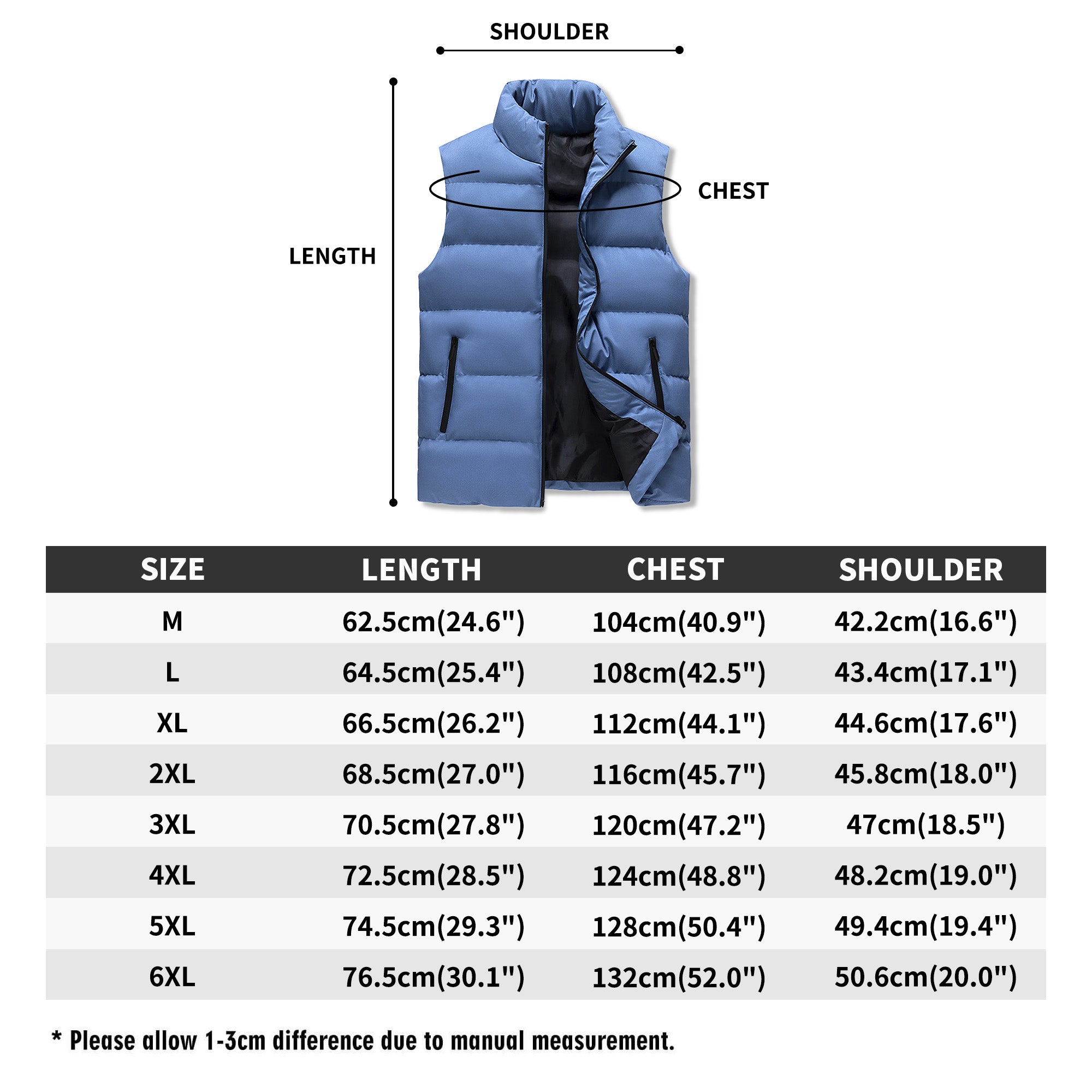 Mens Warm Stand Collar Zip Up Puffer Vest