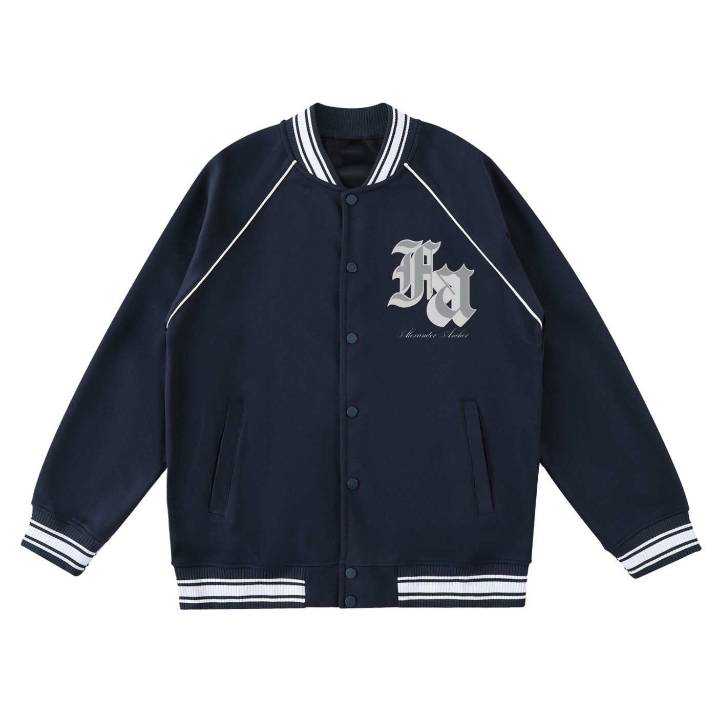 Contrast Trim Raglan Varsity Jacket
