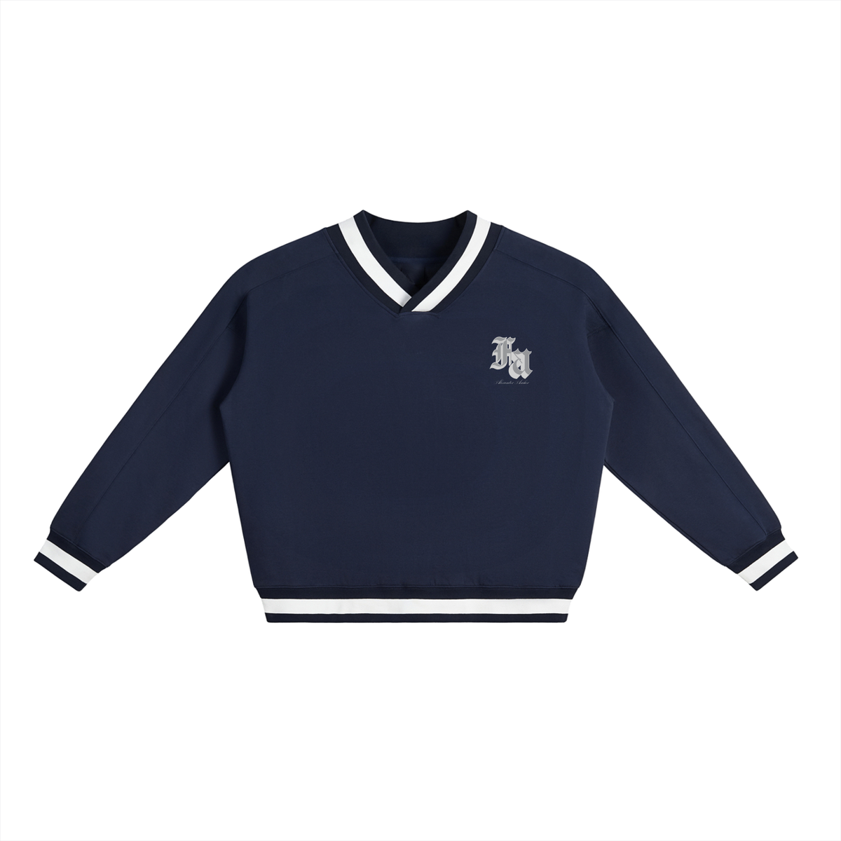 V-Neck Contrast Collar Boxy Sweatshirt