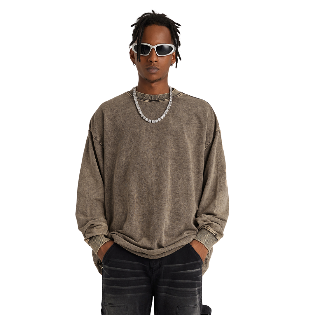 Raw Hem Faded Long Sleeve