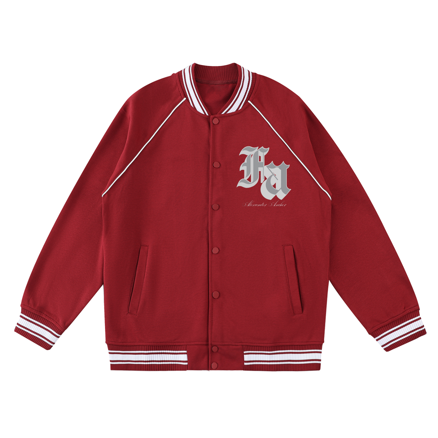 Contrast Trim Raglan Varsity Jacket