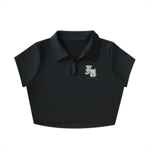 V-Neck Lapel Crop Top