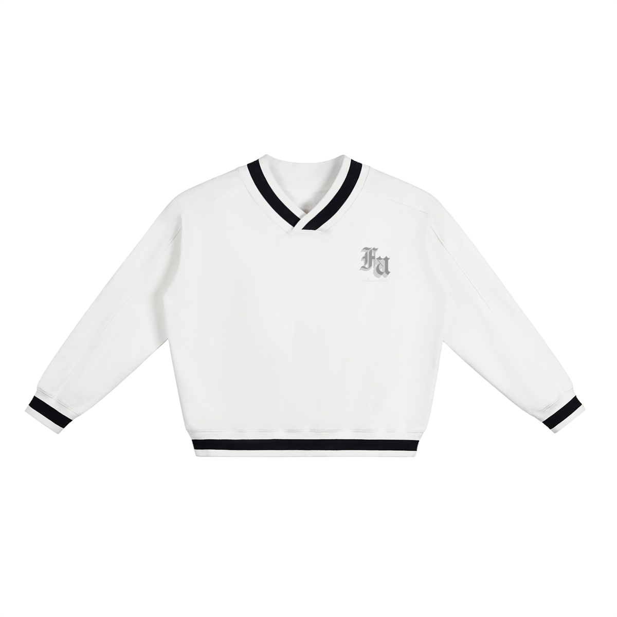V-Neck Contrast Collar Boxy Sweatshirt