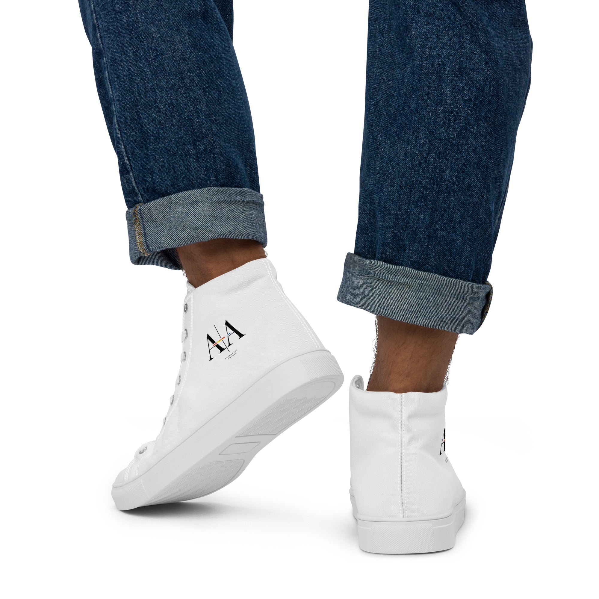 White Men’s high top canvas shoes