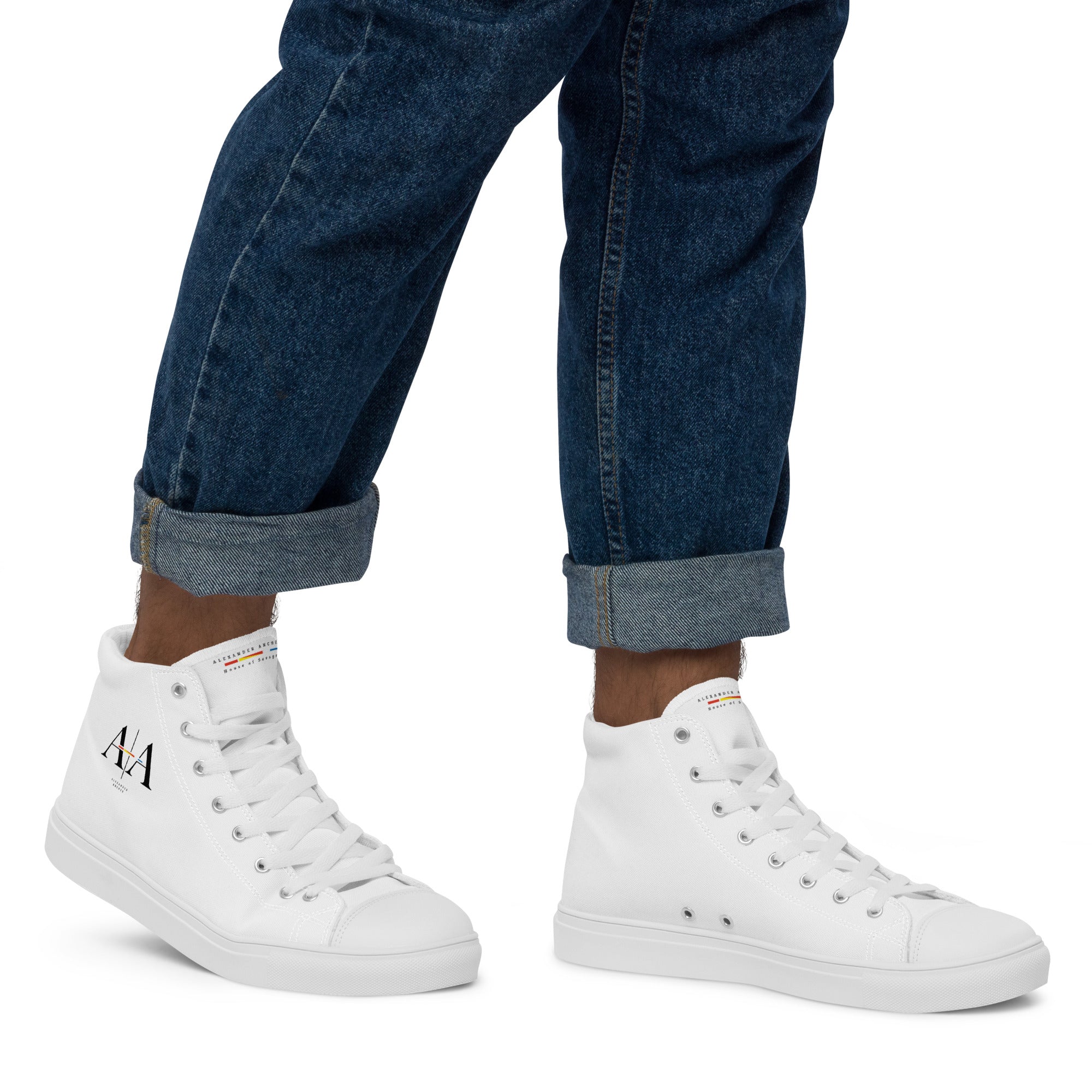 White Men’s high top canvas shoes