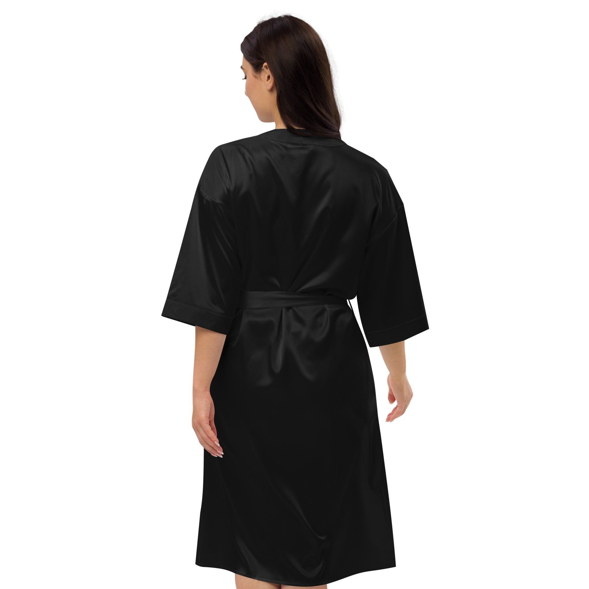 Satin robe Black