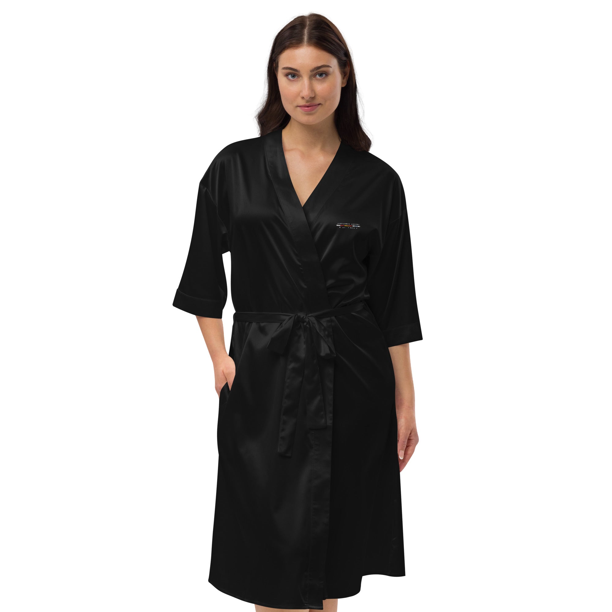 Satin robe Black