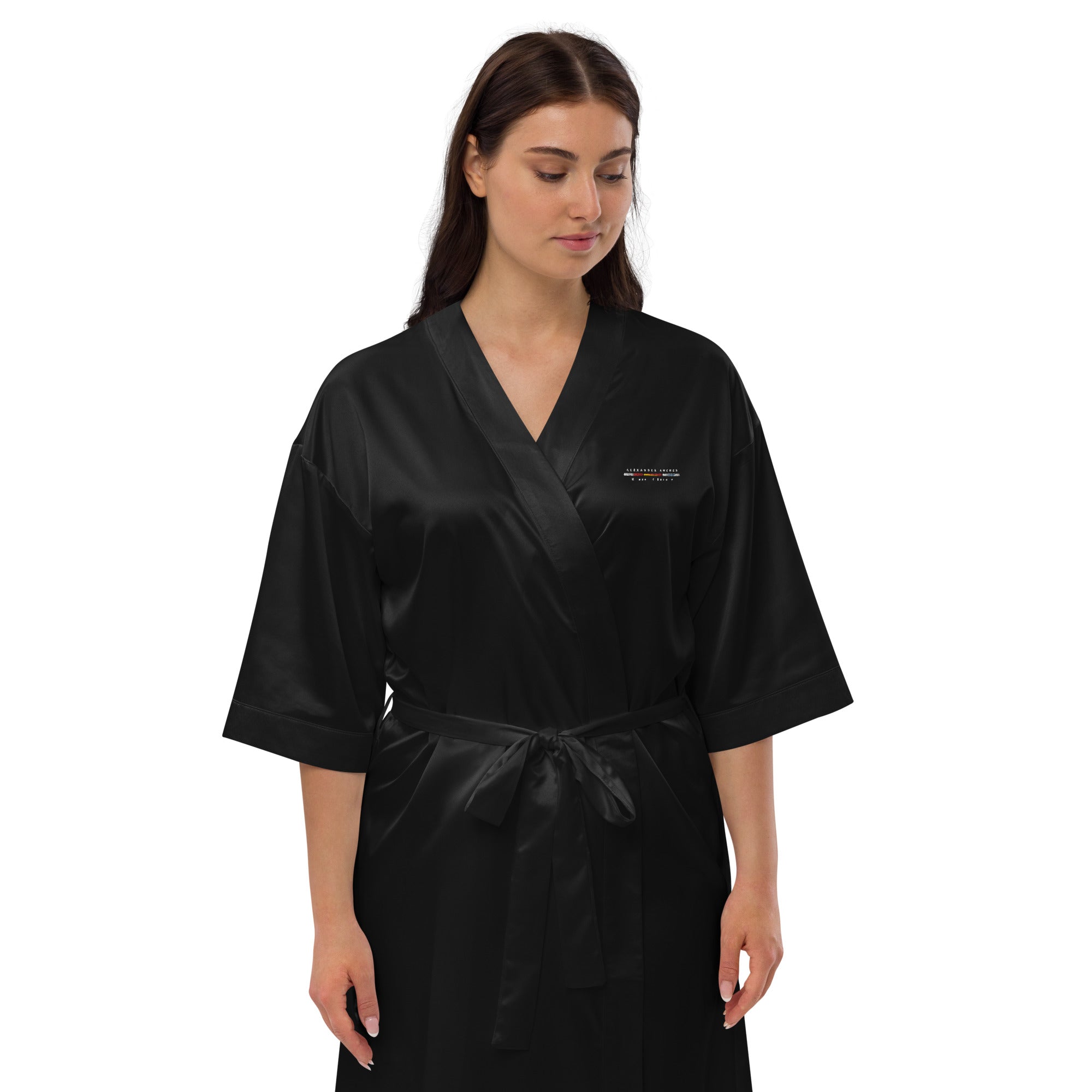 Satin robe Black