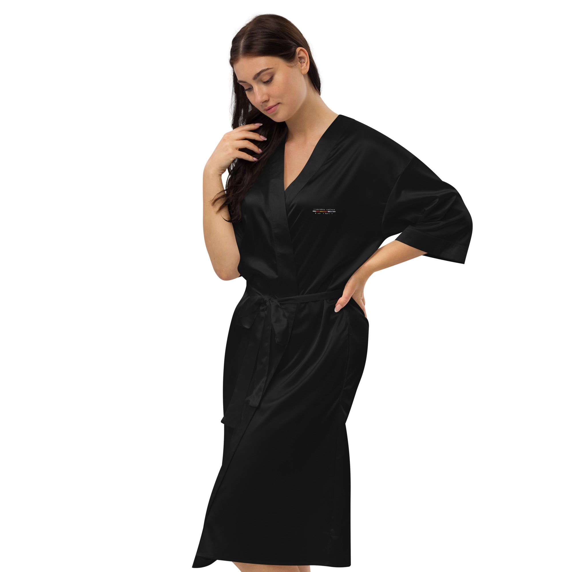 Satin robe Black