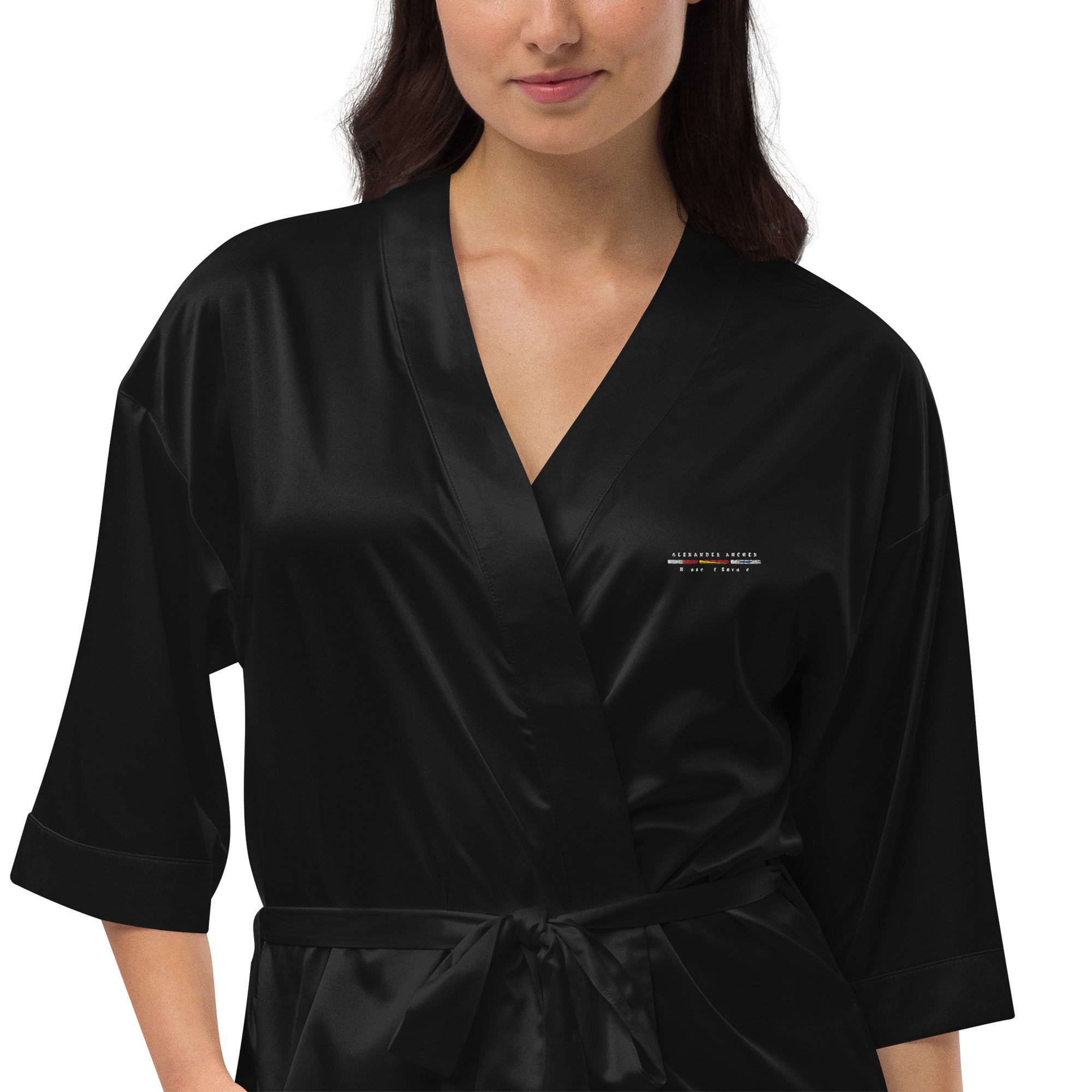 Satin robe Black