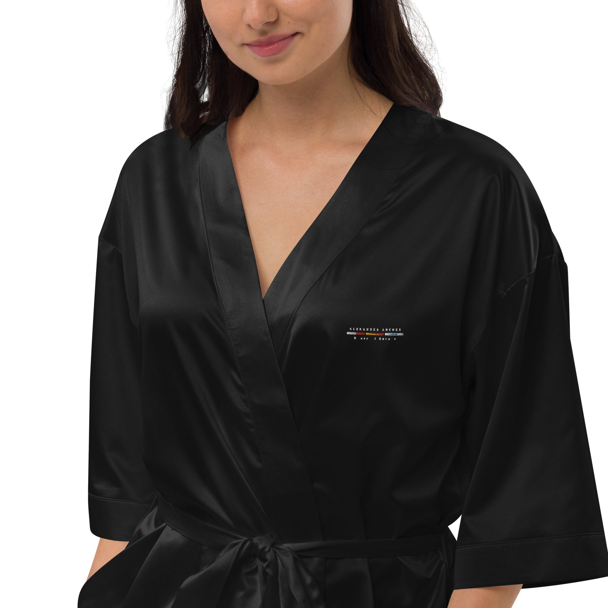 Satin robe Black