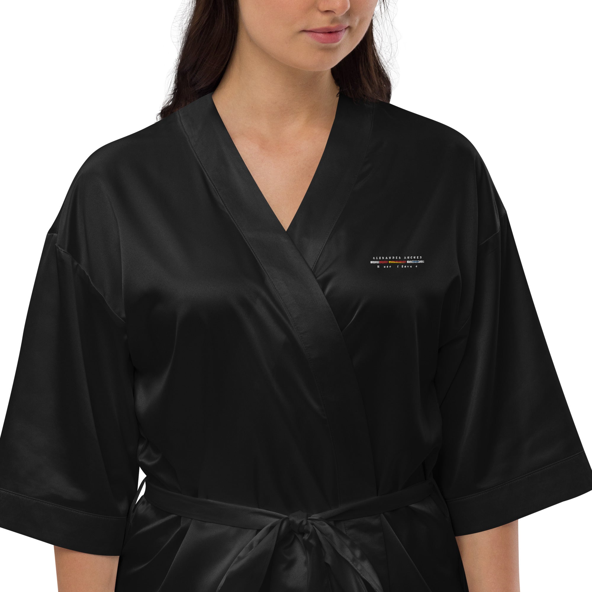 Satin robe Black